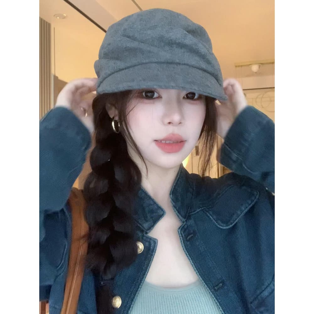 bone feminino boné Estilo japonês plissado estilo Yamamoto outono inverno boné feminino adequado para fotografar rosto