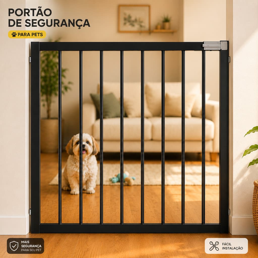 Portão de Segurança Pet Corredor 80cm Grade Fixa Reforçada