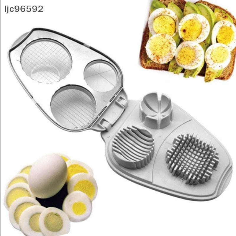 Cortador de Ovos Criativo 3 em 1, Fatiador de Ovos Cozidos, Fatiador de Alimentos para Cozinha, Cortador Manual de Fr