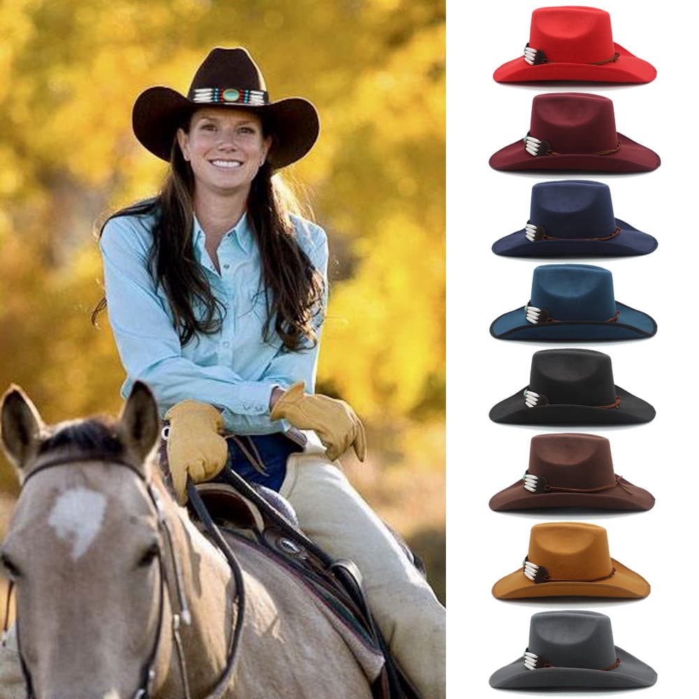 Primavera outono inverno das mulheres dos homens equitação chapéu de feltro de lã ocidental chapéu de Cowboy britânico e