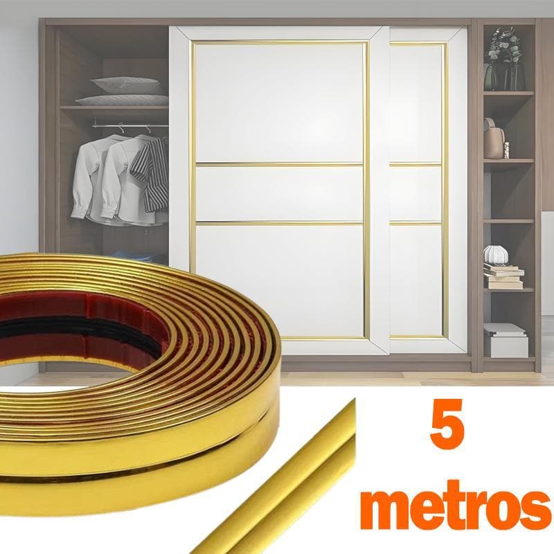 Fita Metalizada Para Decoração Pvc Dupla Face 5 Metros Varias Larguras Aplicação Parede Piso Móveis