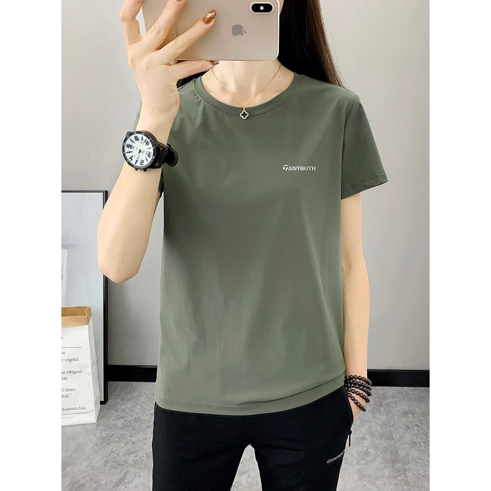 Roupas de rua ao ar livre roupas de secagem rápida de manga curta feminina 2026 verão gelo seda roupas de Fitness de sec