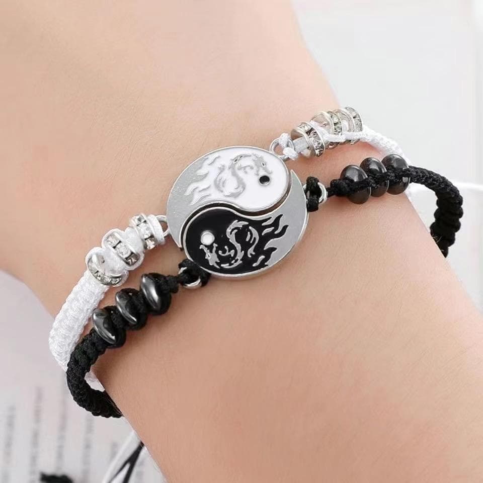 pulseira masculina pulseira Tai chi Bagua pulseira casal amante estudante dragão chinês tai chi puro tecido à mão menino