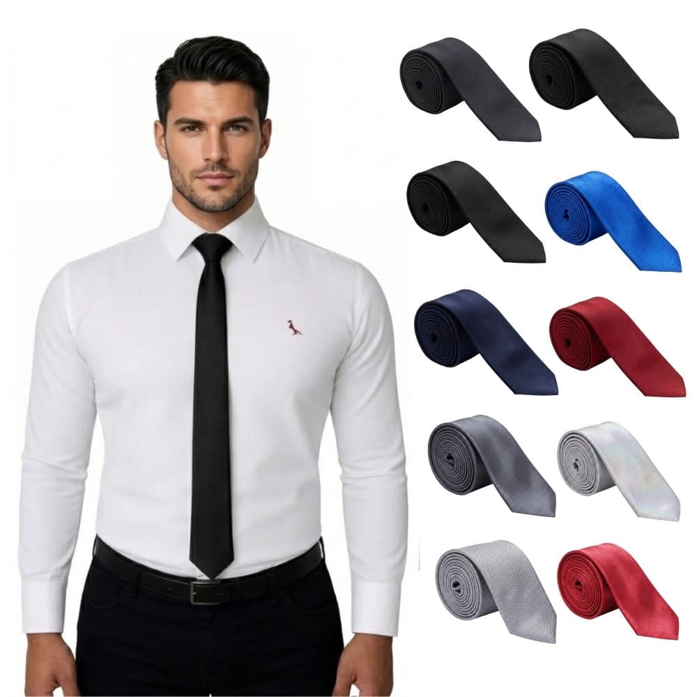 Gravata Slim Masculina Premium 100% Poliéster Lisa