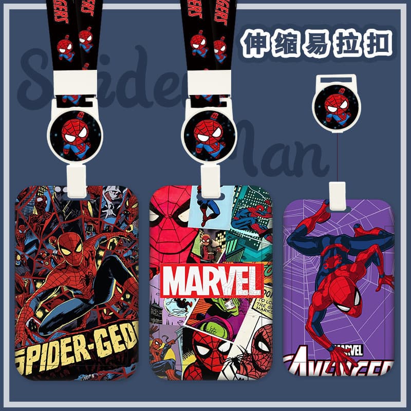 Conjunto De Cartão De Identificação De Estudante Trabalho Marvel Hero Spider Man Corda Suspensa