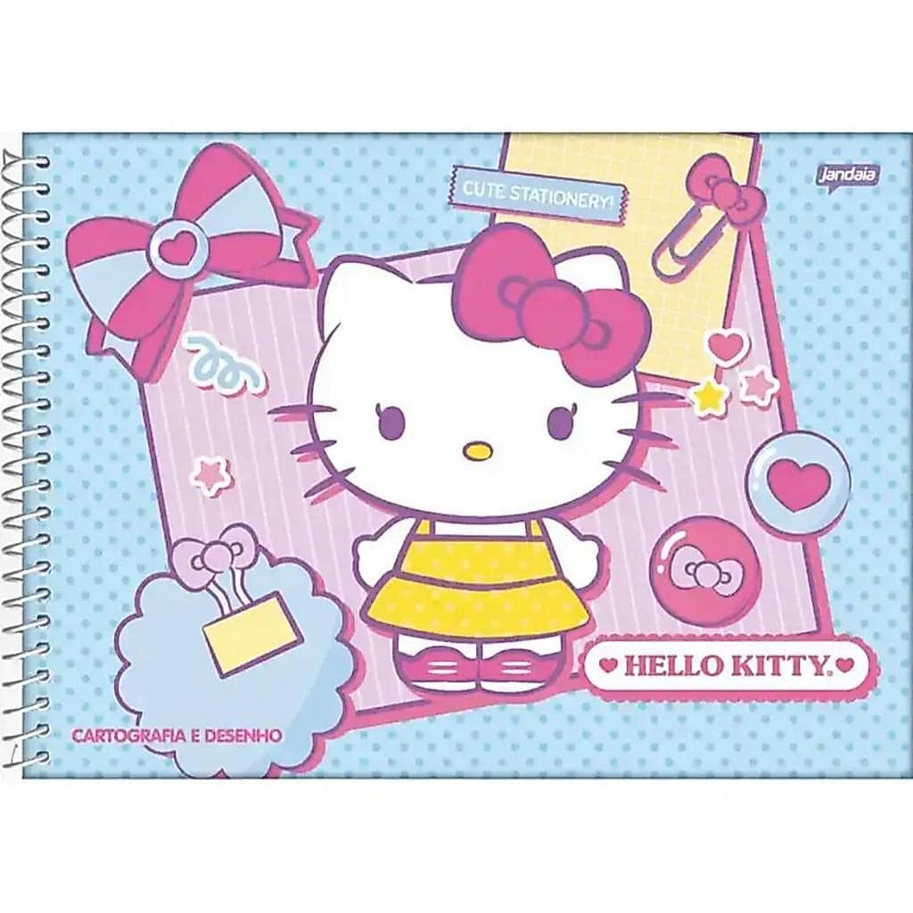 Caderno de desenho Hello Kitty, Kuromi ou Mickey 80 folhas - Jandaia
