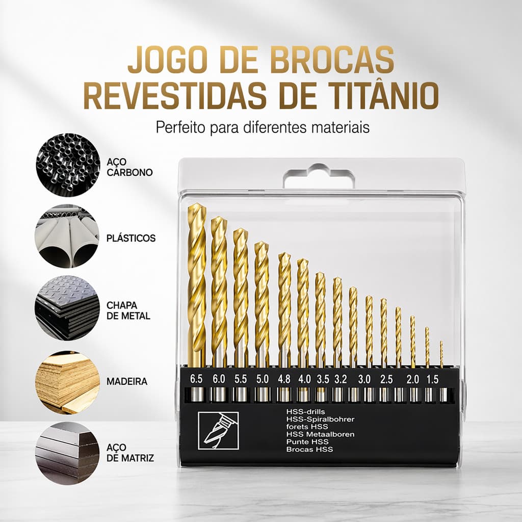 13 Pçs Jogo De Brocas Hexagonais De Titânio HSS Adatper,Robusto E Durável，Madeira Plástico Metal Alumínio