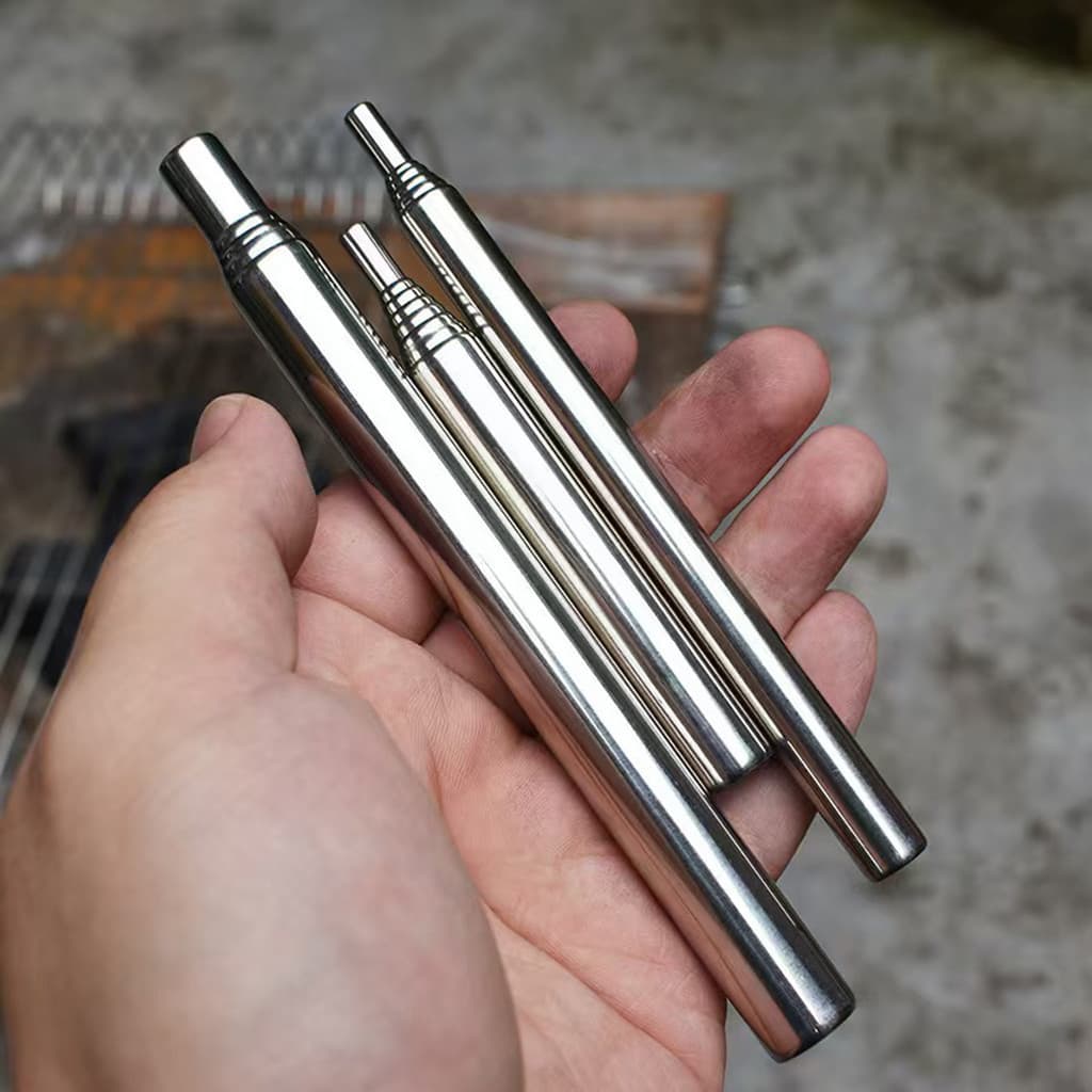 Fole Telescópico De Aço Inoxidável – Maçarico Ergonômico Ferramenta Telescópica Para Fogueira , Camping , Atividades Ao