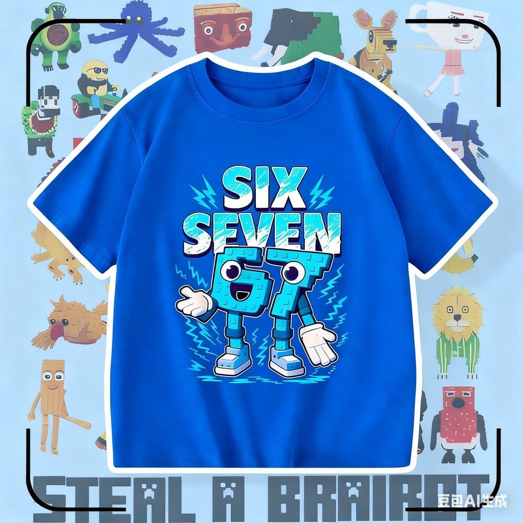 Jogo transfronteiriço roubar um cérebro não. 67 Steal Brain Red Mountains Sea Camiseta clássica de manga curta para meni