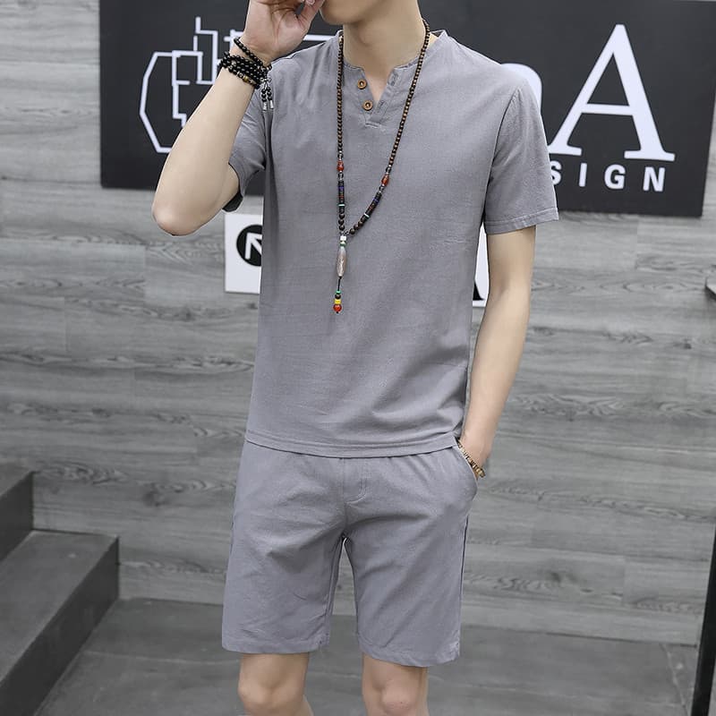 Verão com decote em V terno masculino protetor solar roupas de manga curta camiseta masculina High-End camisa Casual est