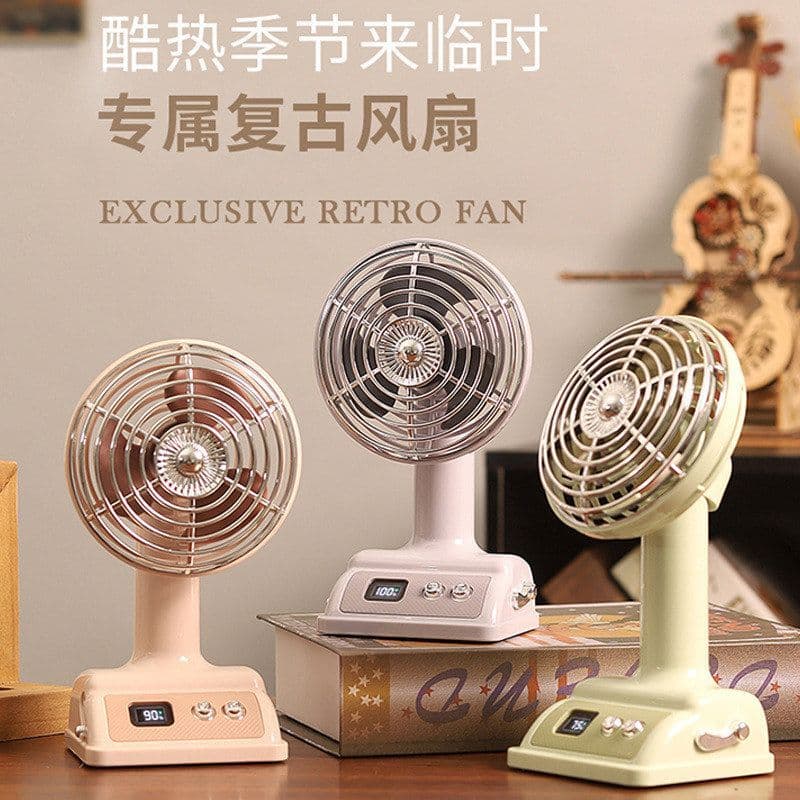 Retro ventilador de mesa carregamento USB desktop nostálgico pequeno ventilador verão 3 velocidades desktop Display Digi