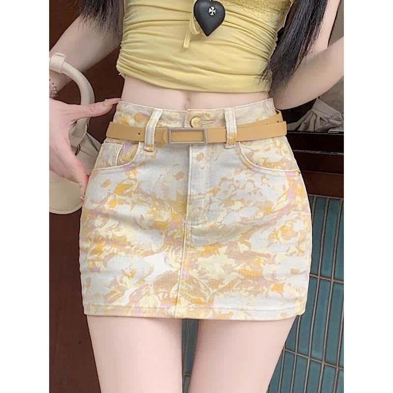 Saia jeans feminina 2025 novo estilo verão cintura alta homem pequeno Super quente redução de idade quente menina a linh