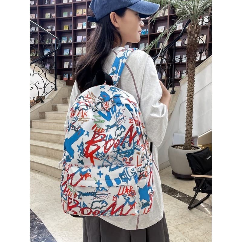 Novo estilo Graffiti impresso mochila estudantes da escola primária versão coreana na moda Casual mochila das mulheres d