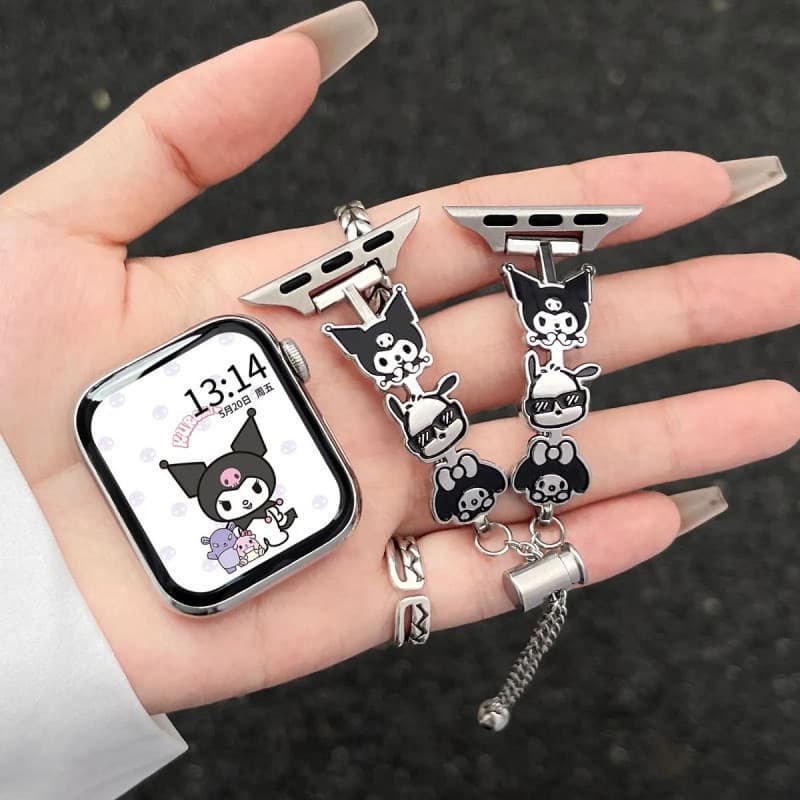 Pulseira de relógio Kuromi criativa e fofa, adequada para IWatch, nova pulseira de metal de alta qualidade, compatível c