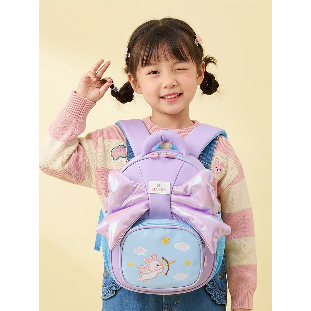 Mochila de alto valor doce menina bebê grande arco mochila menina estilo princesa rosa roxo mochila escolar de jardim de