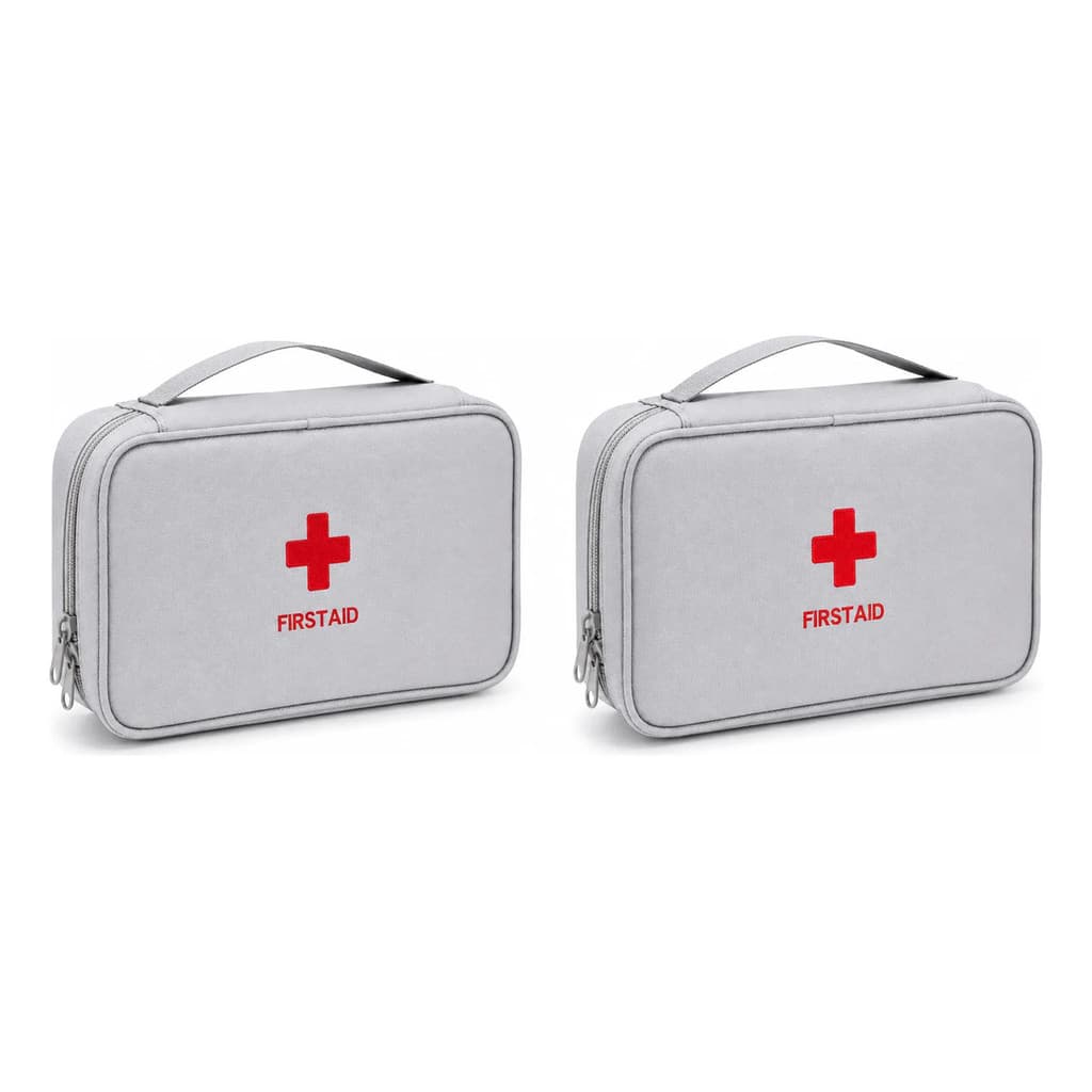 Kit 2 Bolsa Multiuso Porta Remédios Medicamentos Cinza