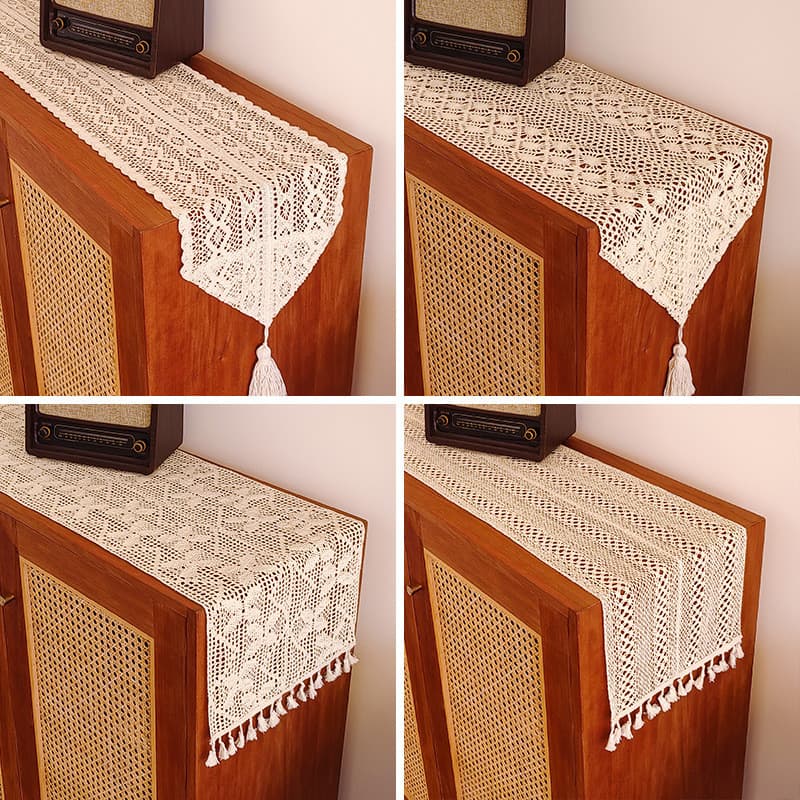 Corredor de mesa americano oco Retro arte fio de algodão crochê corredor de mesa renda toalha de mesa armário de TV sapa