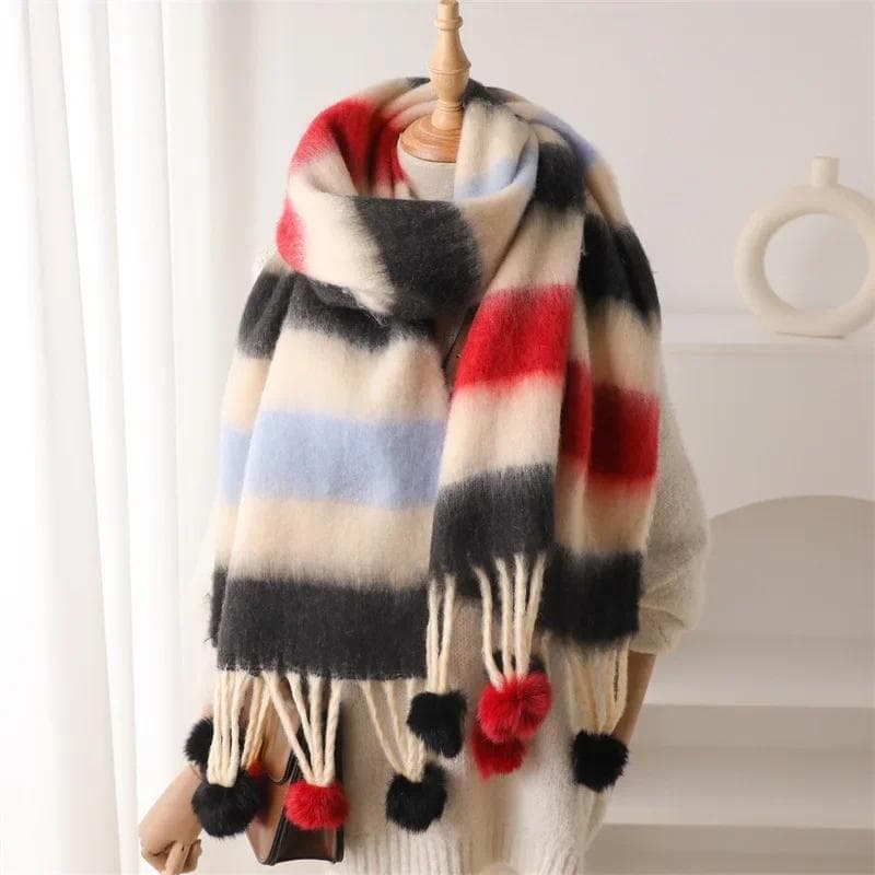 Mulheres Bonito Inverno Quente Engrossar Cachecol Masculino Cashmere Imitação Cachecóis Moda Meninas Macio Franjas Hairb