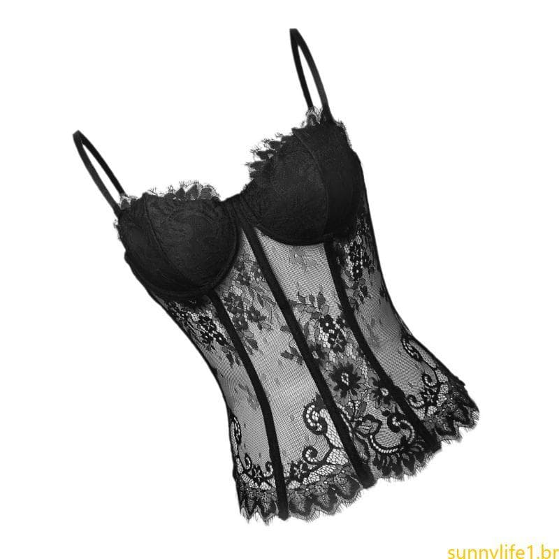 sun Regatas Femininas Renda Floral Mangas Corte Cami Bustier Colete Clubwear