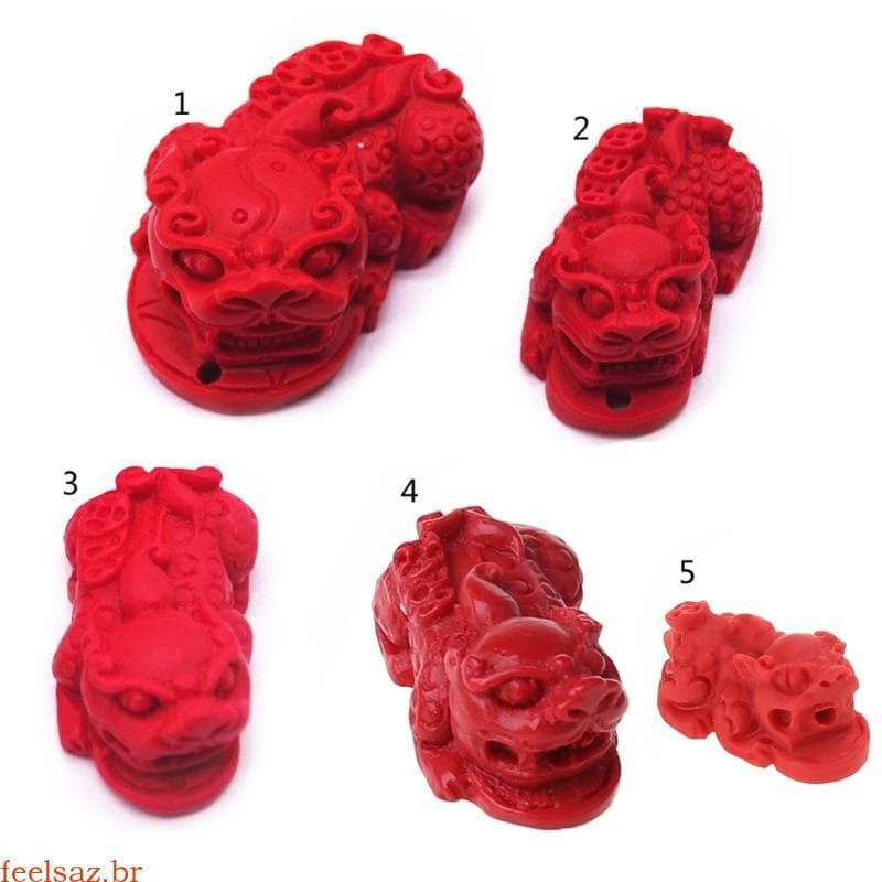 feelsaz Cinábrio Natural Feito À Mão Charm Beads Amuleto Da Sorte Pingente Fabricação Joias