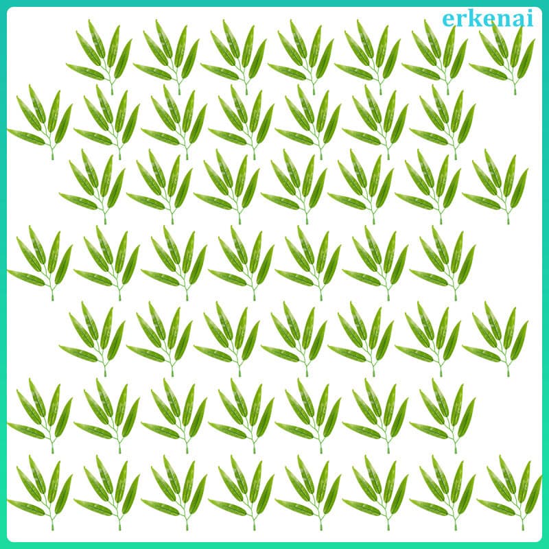 🏠 50Peças Folhas Falsas De Bambu Verde Para Adorno Em Casa