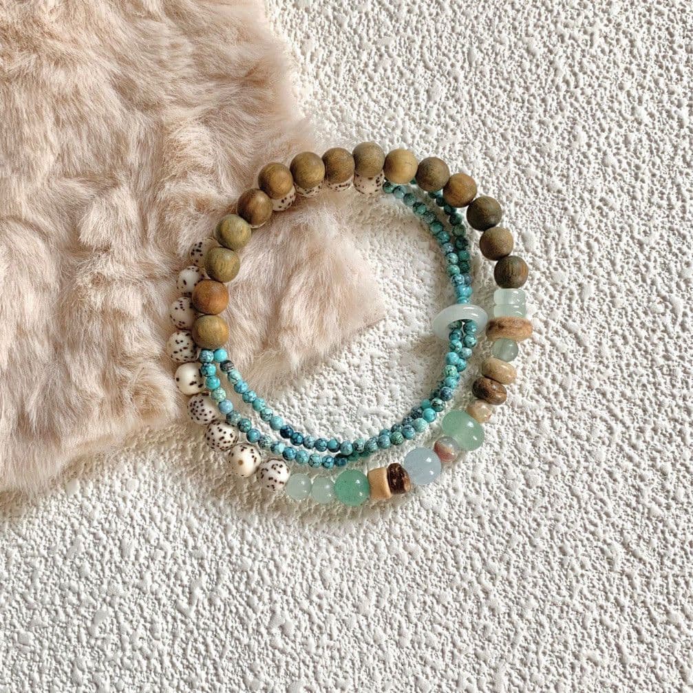 Pulseira Feminina de Pedra Shoushan de Sândalo Verde Estilo Chinês Original Yishan Fuyu, Pulseira Fina de Círculo Duplo.