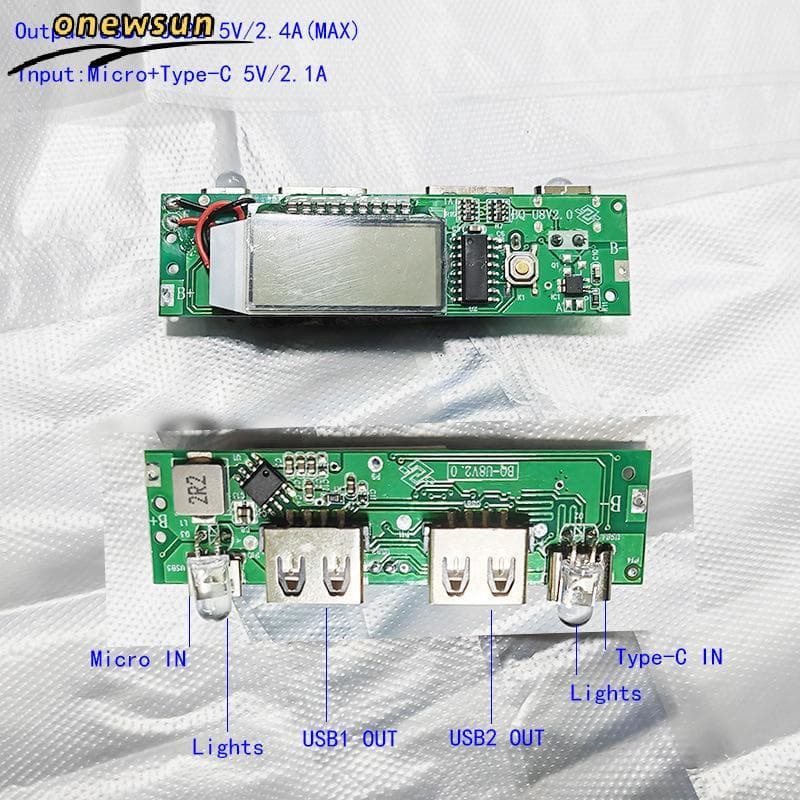 Placa-Mãe De Fonte De Alimentação A8Mobile LED Dual USB 5V 2A Micro/Tipo-C Módulo De Circuito