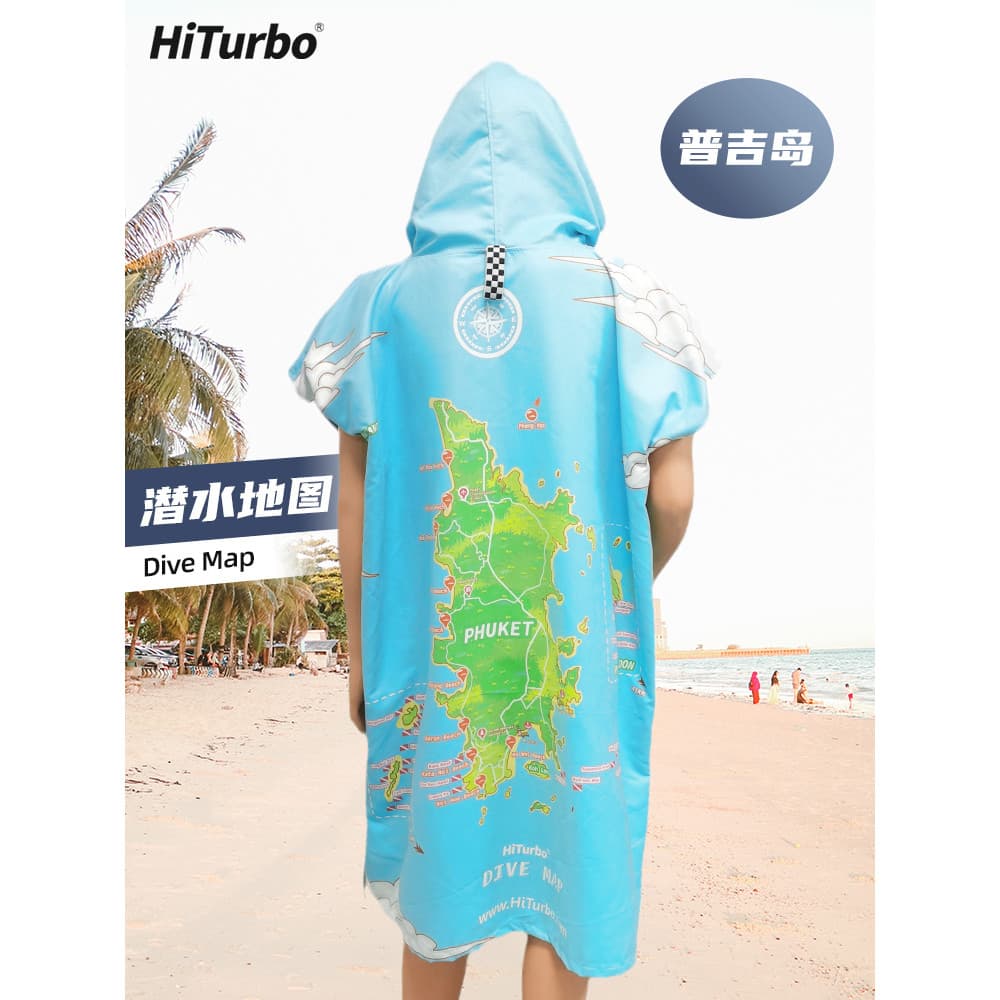 [Puji Island Phuket] Capa de mapa de mergulho Toalha de praia Camiseta Tailândia Mercadoria Nicho comemorativo Pontos de