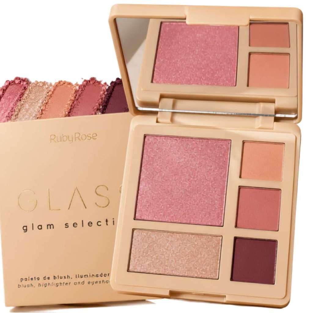 Paleta Ruby Rose Honor Glass Glam Selection Blush Iluminador E Sombra
