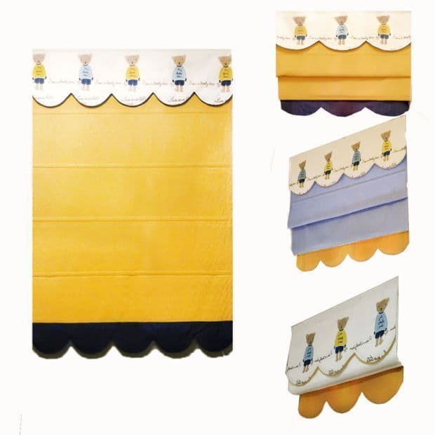 Novo estilo bordado meninos meninas Blackout cortinas romanas quarto Bay janela levantamento cortina pano grelha urso cr