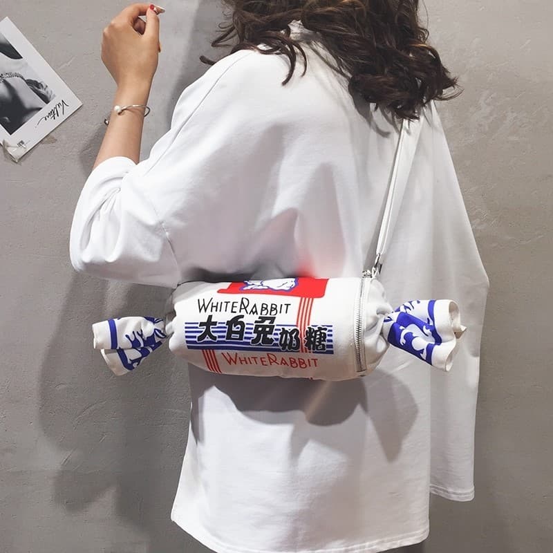 Estilo ocidental lona grande coelho branco caramelo novo estilo saco feminino 2025 novo estilo criativo único moda bolsa
