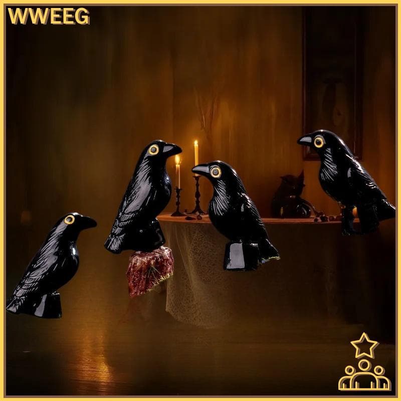 5/10 Pçs Falso Pássaro Fantasma Festival Decoração De Halloween Simulação Resina Corvo Miniatura Estatuetas Prop