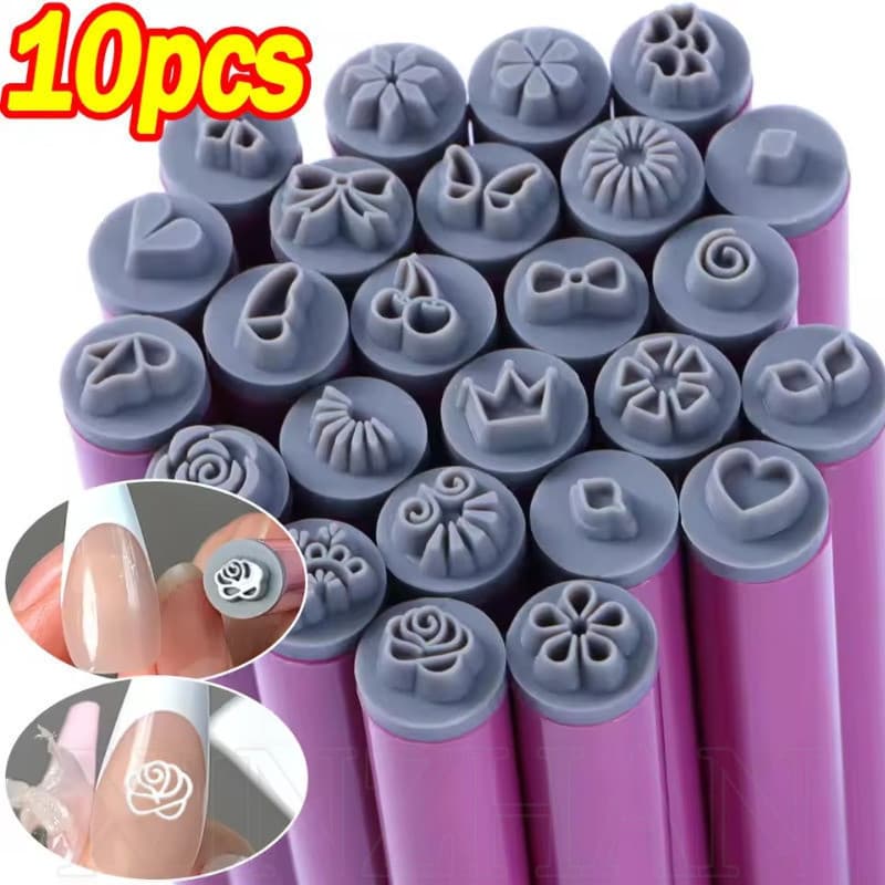 6/10pcs Caneta Profissional Para Carimbo De Arte Em Unhas-Modelo 3d De Margarida/Estrela/Borboleta/Coração Ferramenta Pi