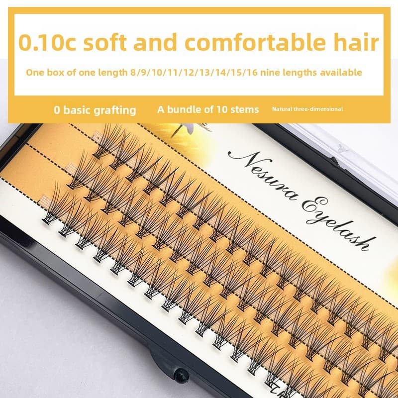 [Até 10 caixas] Espantalho 0.10-10P Hot Melt Enxertia Flor Cabelo Autoadesivo Cílios Postiços Natural Tridimensional Aut