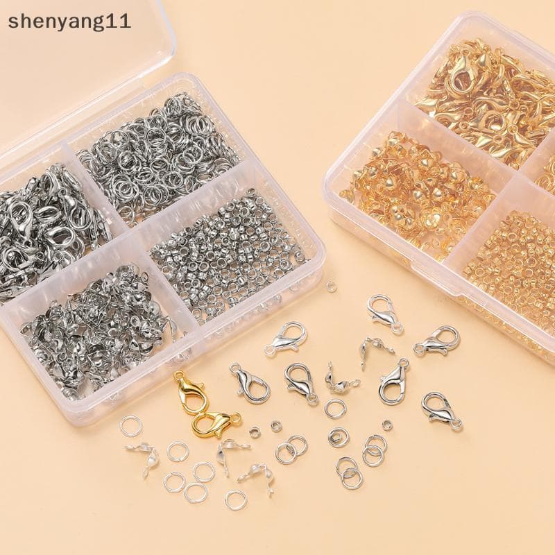 shen 500 Pçs/Caixa Kit De Fabricação De Jóias Fechos Lagosta & Anéis De Salto Com Para DIY Corrente Nelace Pulseira Torn