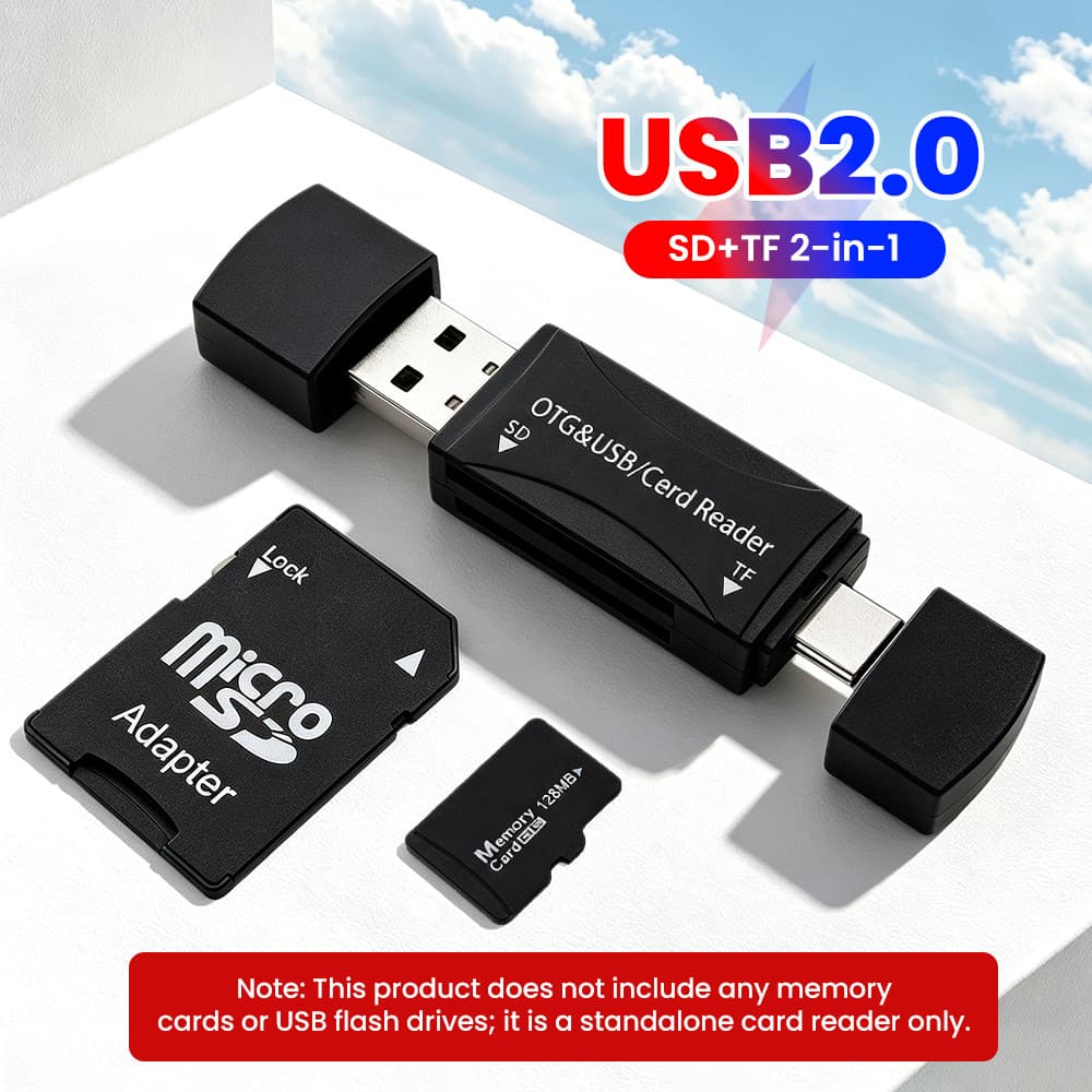 Adaptador De Leitor De Cartão USB 2.0 2 Em 1 Transferência De Alta Velocidade Type C De Cabeça Dupla Para Computador
