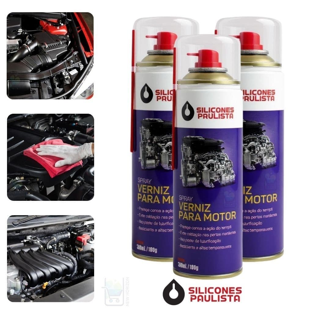 3 Spray Brilho Motor 300ml – Proteção Contra Ressecamento e Sujeira