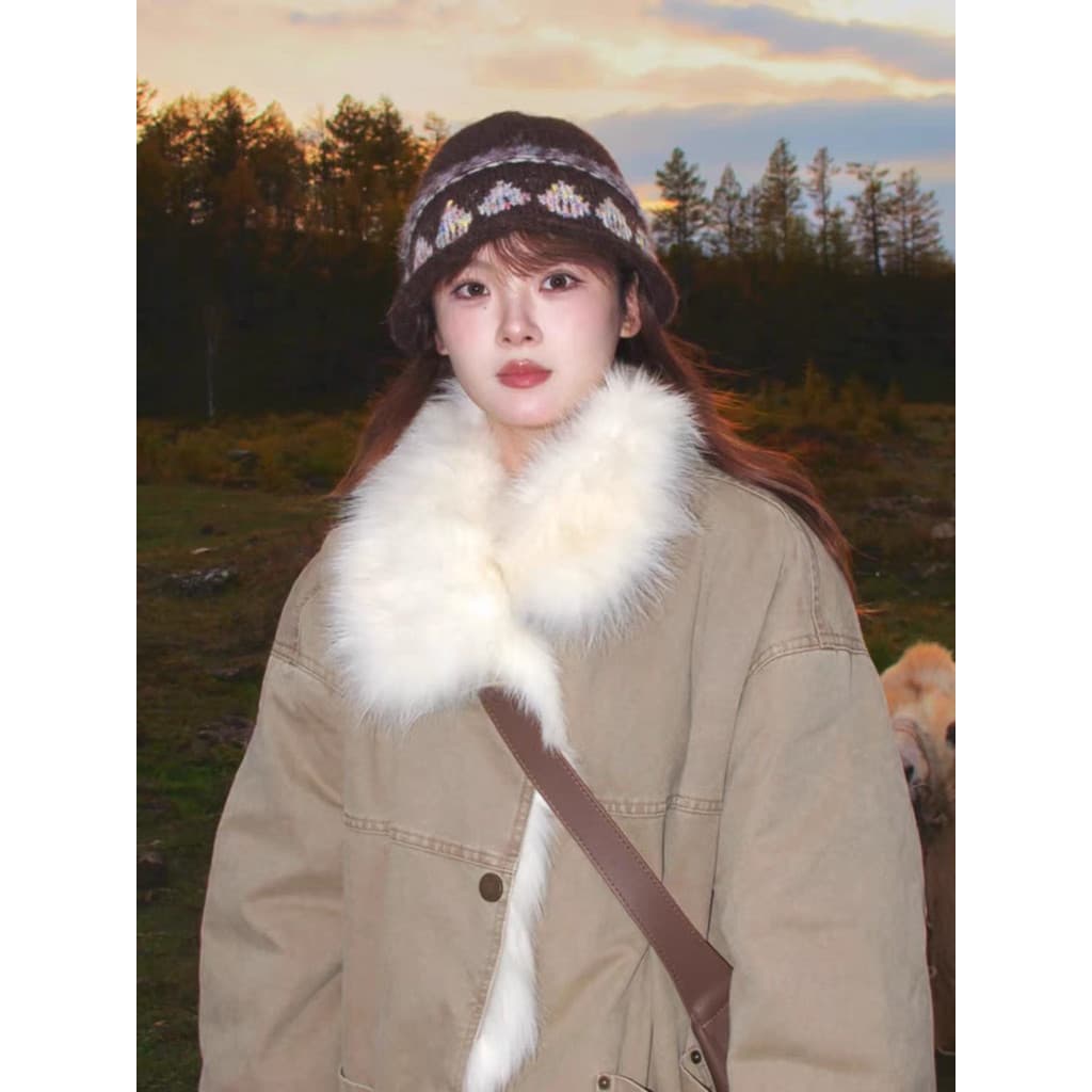 Jaqueta acolchoada feminina inverno 2025 novo estilo Retro ferramentas Design solto sentir torta superando jaqueta acolc