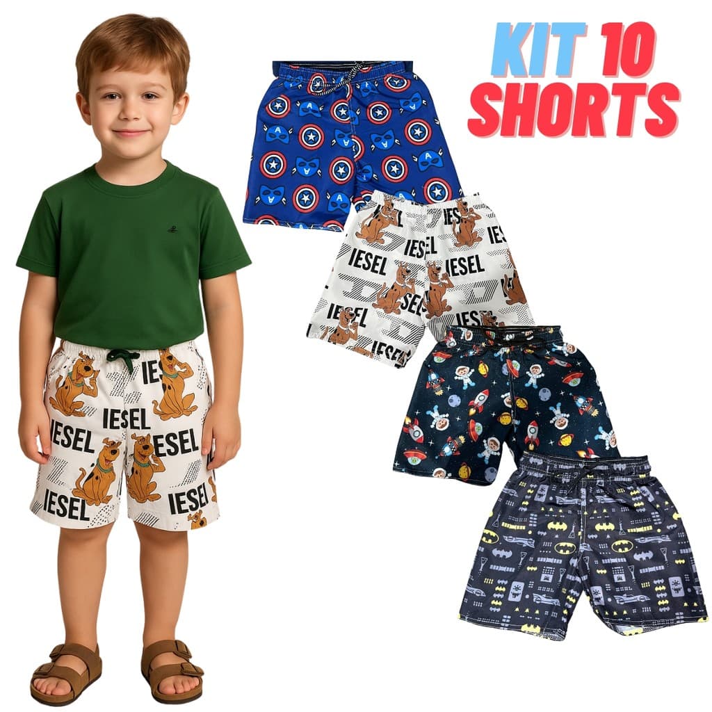 Bermuda Infantil Masculino Tactel Estampado | Conforto e Estilo para os Pequenos-LS MODAS (Moda Jeans)