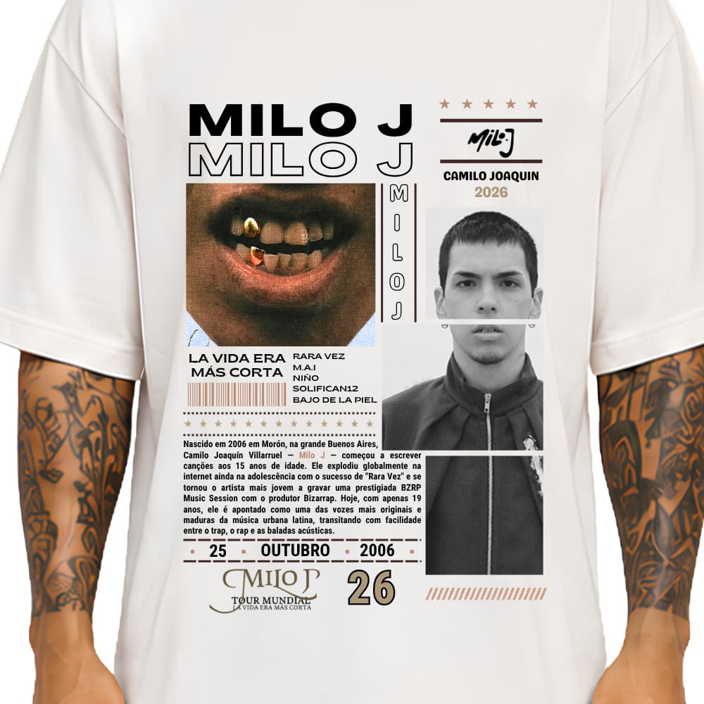 Camiseta Milo J Tour La Vida Era Más Corta Show Oversized