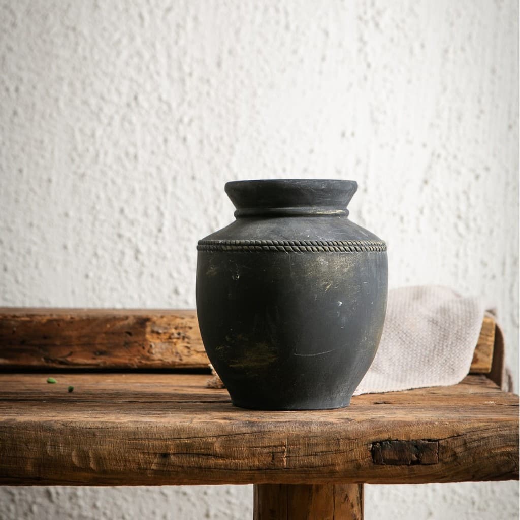 Vaso de cerâmica estilo Medieval, vaso de cerâmica retrô Zen angustiado estilo japonês, vaso de flores estilo silencioso