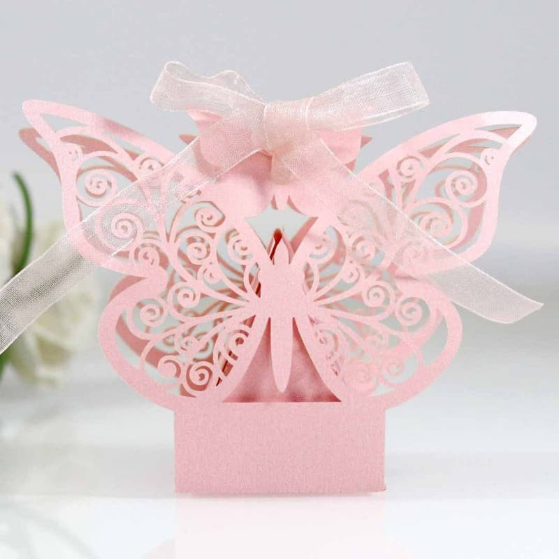 25 Peças De Transporte A Laser Borboleta Cortado Oco Esculpido Favorece Caixa De Presente Caixas De Doces