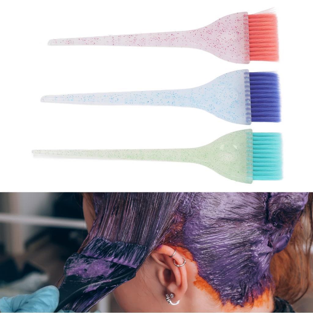 hyhyhy Hair Dye Brush Set  Color Applicator 3pcs Coloring Home Salon Highlighting with Glitter Handle