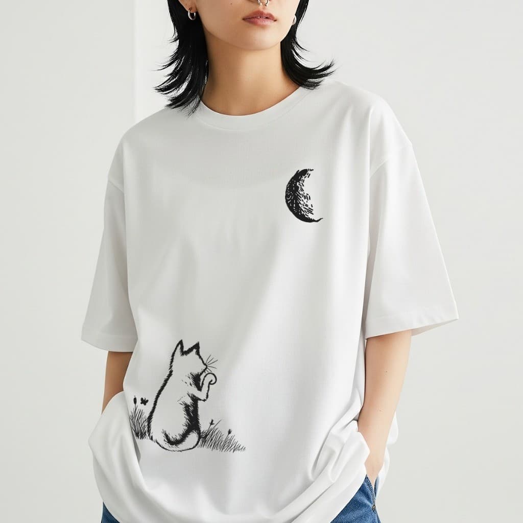 Camisa Camiseta Cat Moon Gato Fofo Unissex 100% Algodão