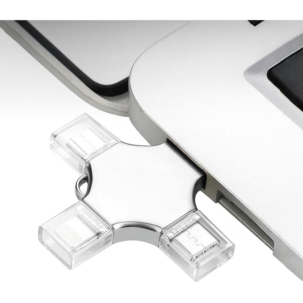 Pen drive USB 4 em 1 de 64GB - Pen drive de alta velocidade equipado com porta USB 3.0, porta Type-C e porta Lightning p