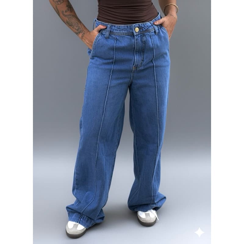 Calça Jeans Wide Leg Feminina Cintura Alta Modelagem Perfeita-Moda Feminina Exclusiva Jeans