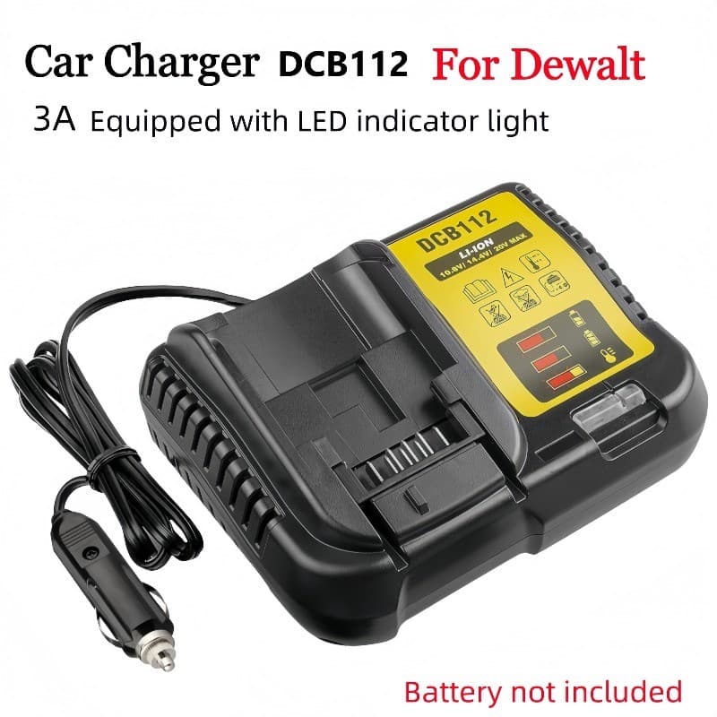 Carregador De Carro DCB112 , Compatível Com Baterias De Íon De Lítio DeWalt 12V/20V , Plugue De Isqueiro E Indicador LED