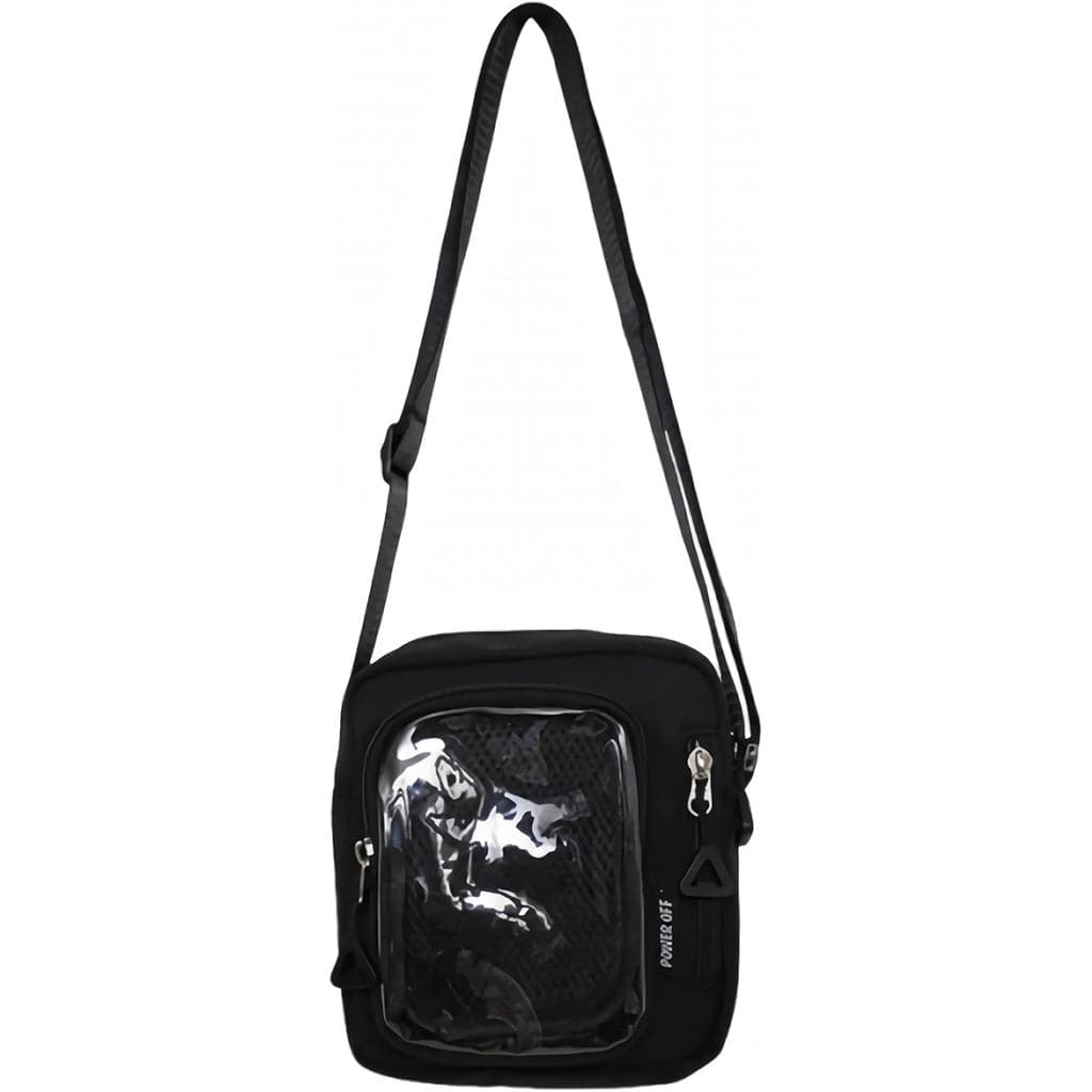 Bolsa transversal pequena preta para mulheres, bolsas kawaii kpop com vários bolsos, bolsas transversais leves e casuais
