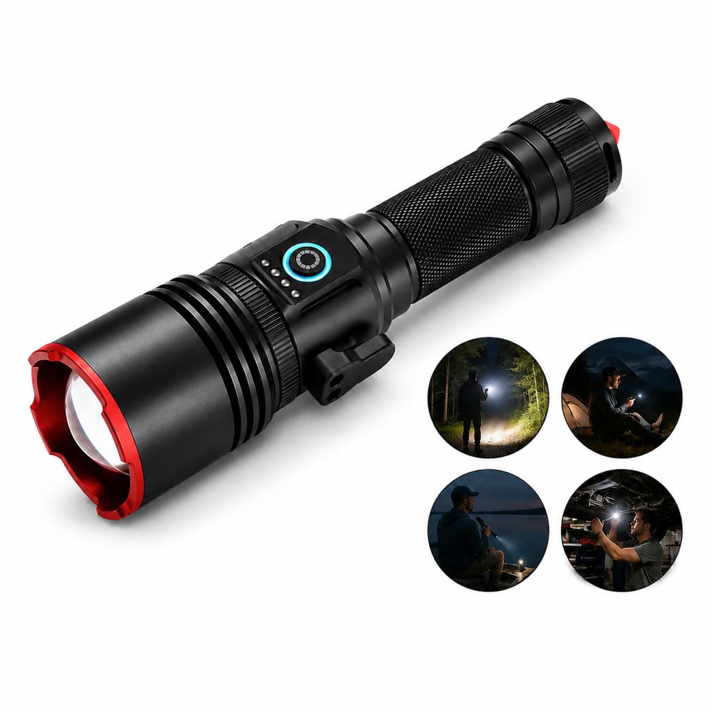 Lanterna LED Recarregável Foco Ajustável Corpo Alumínio 1200lm USB-C 3500mAh