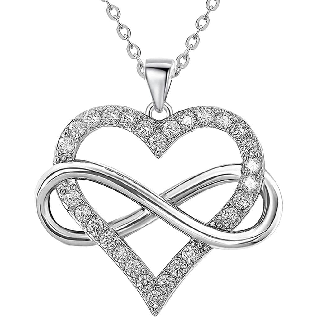 Colar Coração Infinito JES & JANI para Mulheres, Pingente Coração com Zircônia Cúbica e Colar Infinito, Colar Coração em